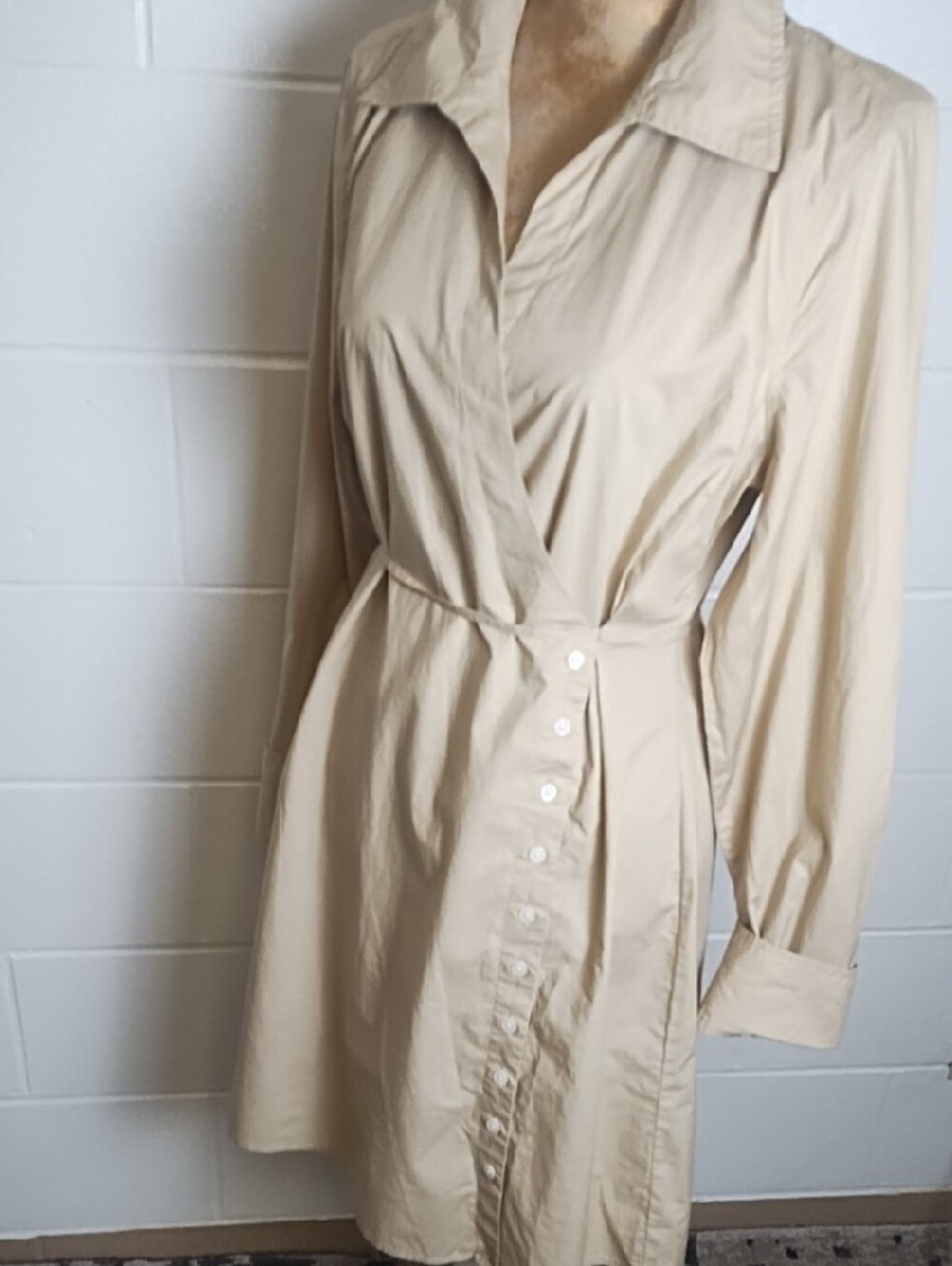 NWT Derek LamSafari Wrap Shirt Dress Tan Soft Lightweight Cotton - Picture 2 of 14